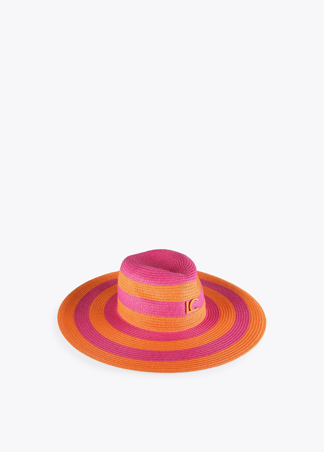 Orange and fuchsia striped hat