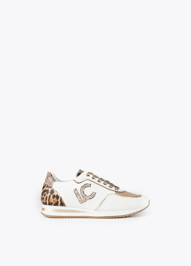 Leopard and rhinestone sneakers