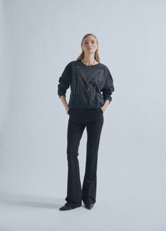 Sweatshirt with M rhinestone detail