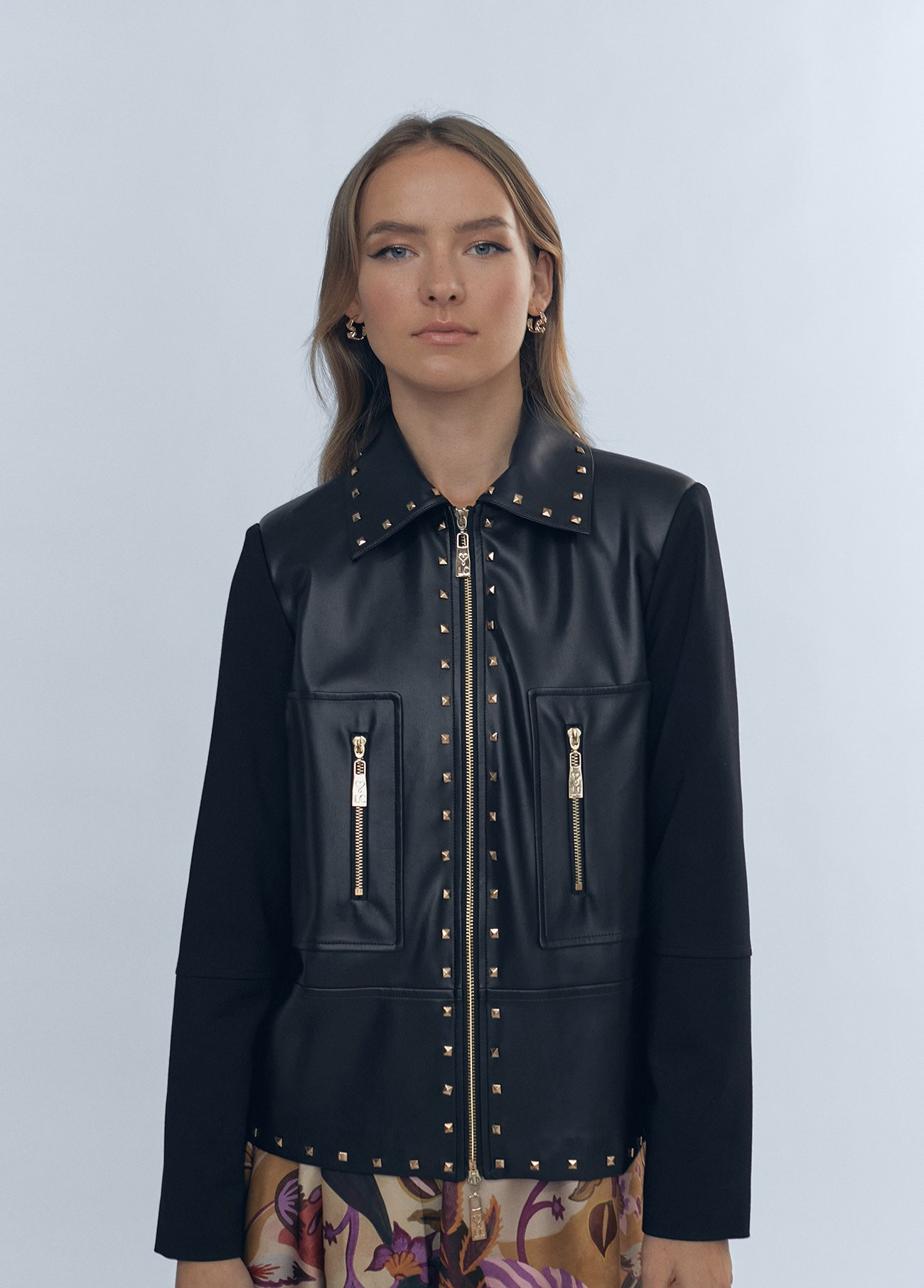 Contrast faux leather jacket | LOLA COLLECTION | Lola Casademunt