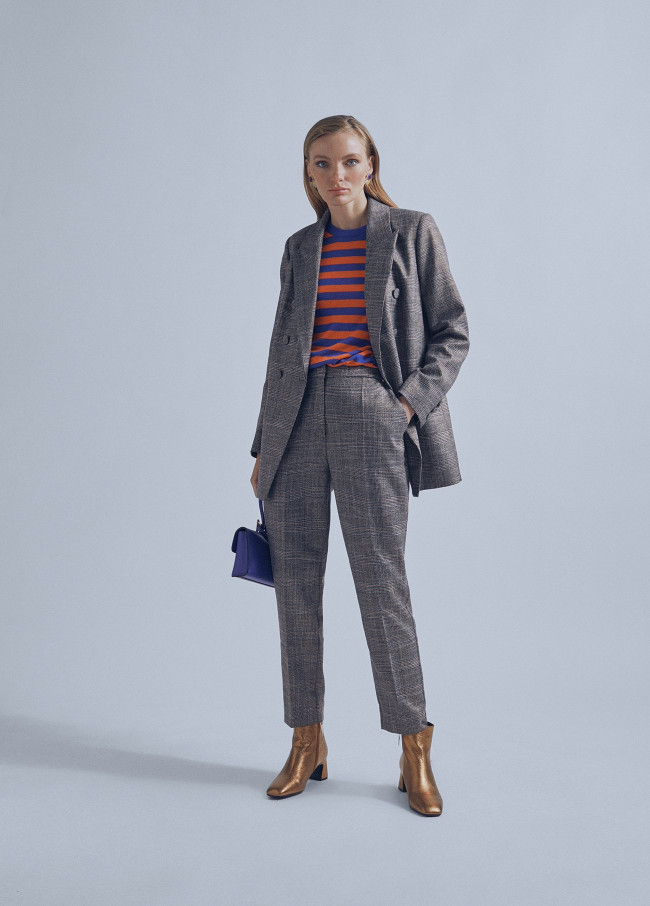 Lurex check trousers