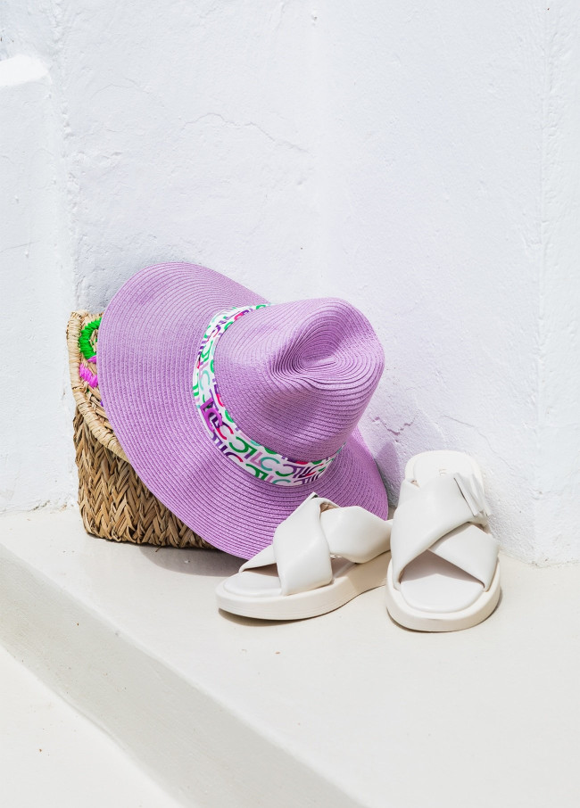 Lilac hat with monogrammed band