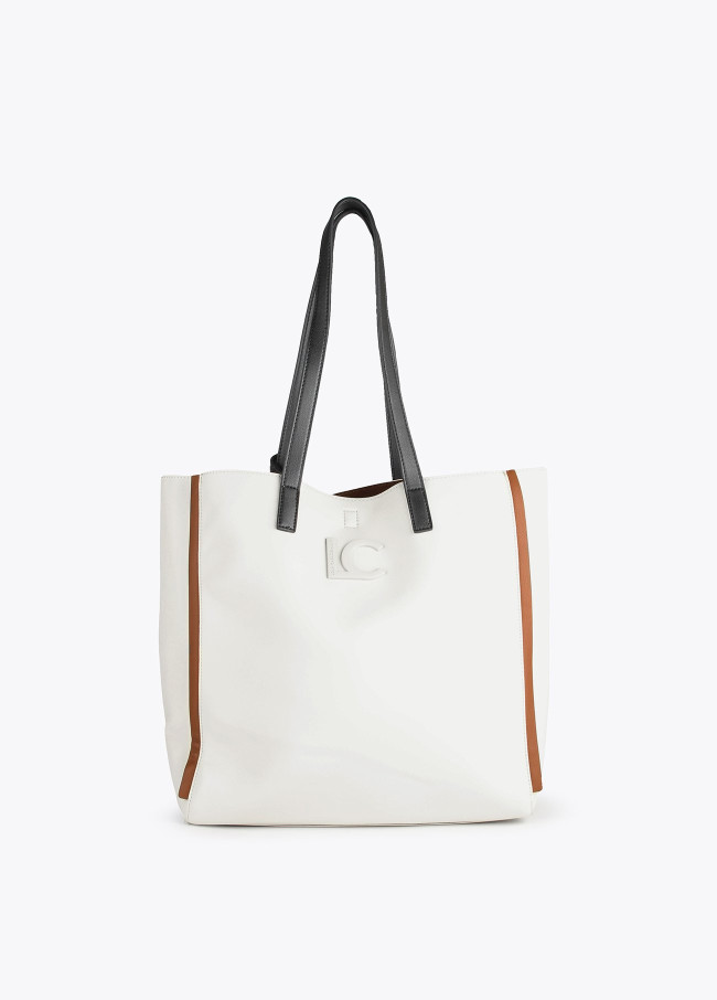 Rectangular tote bag with contrast pipin