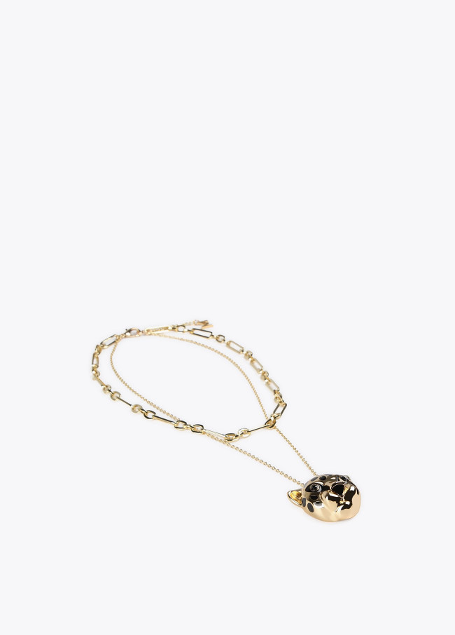 Double necklace with a leopard head 2