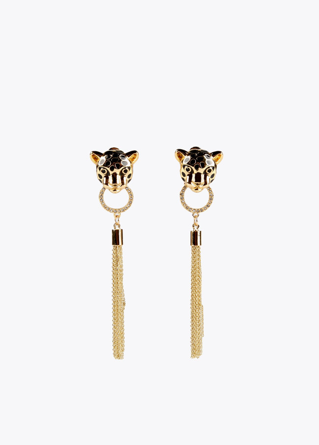 Long leopard earrings