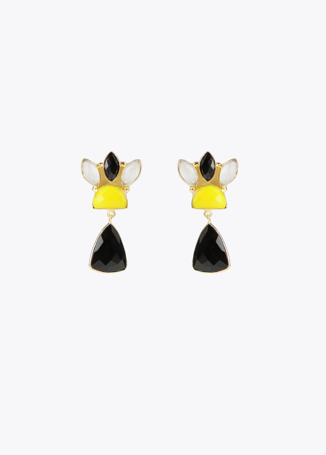 Three-tone stone earrings