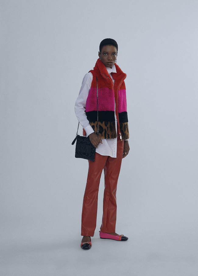 Multicoloured fur waistcoat