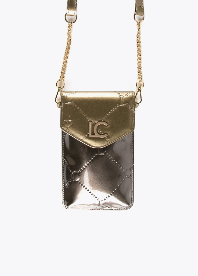 Mini patent leather mobile phone bag
