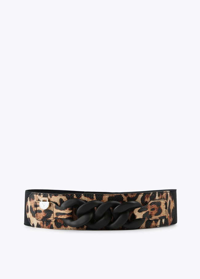 Animal print and chain elastic belt