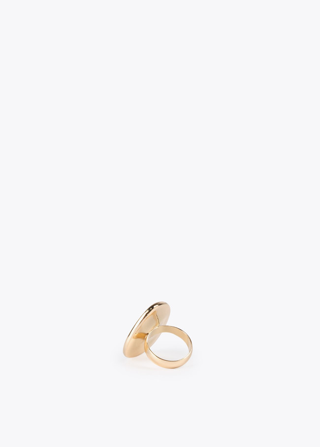 Gold ring with faux leather