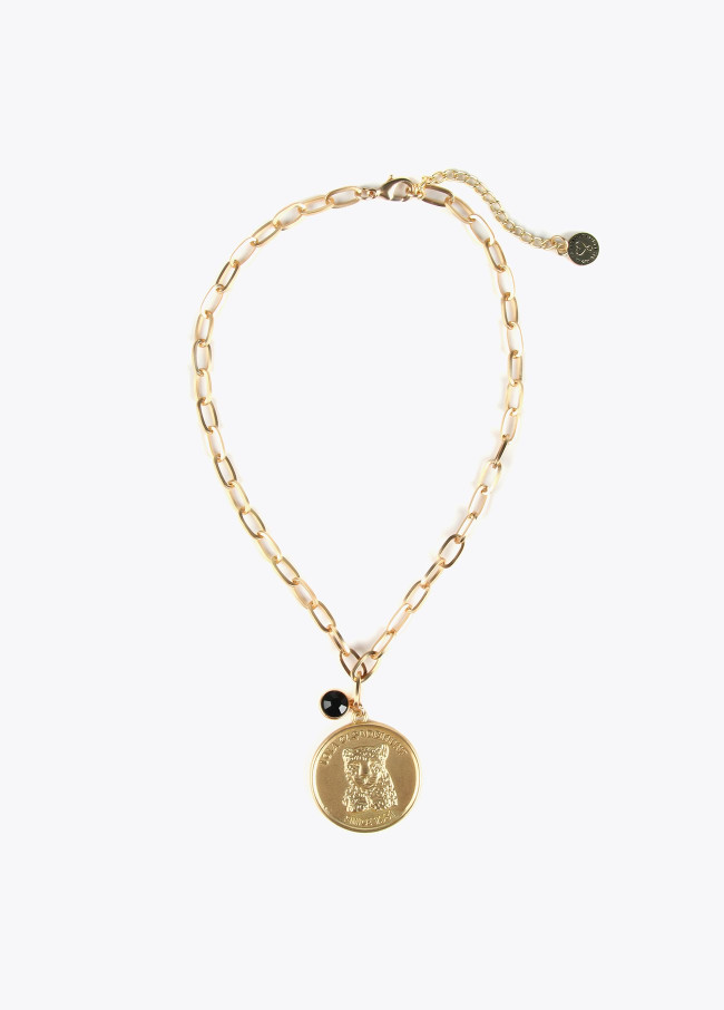 Leopard medallion chain necklace