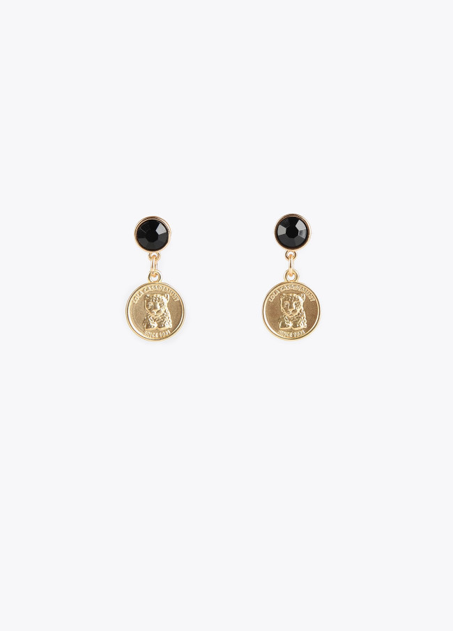 Leopard medallion earrings