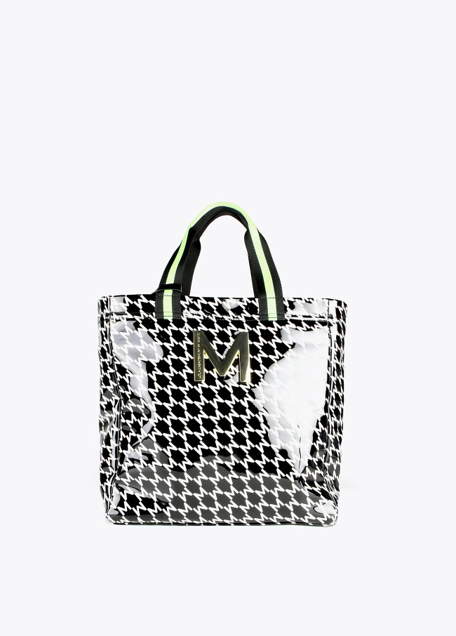 Monogrammed patent leather tote bag