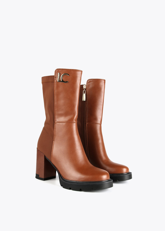 Bottines tige moyenne deux tissus