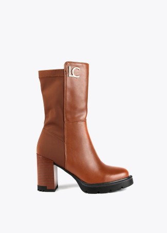 Mid-led ankle boots in two fabrics