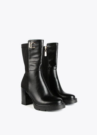 Stivaletti a metà polpaccio due tessuti