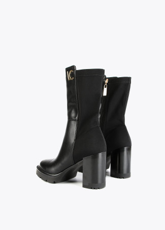 Mid-led ankle boots in two fabrics