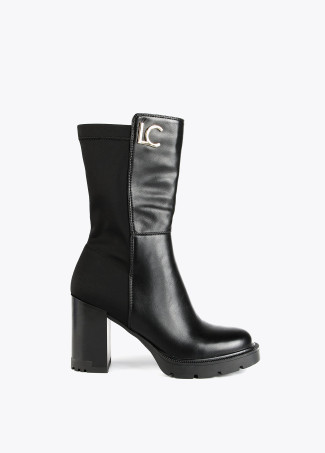 Mid-led ankle boots in two fabrics