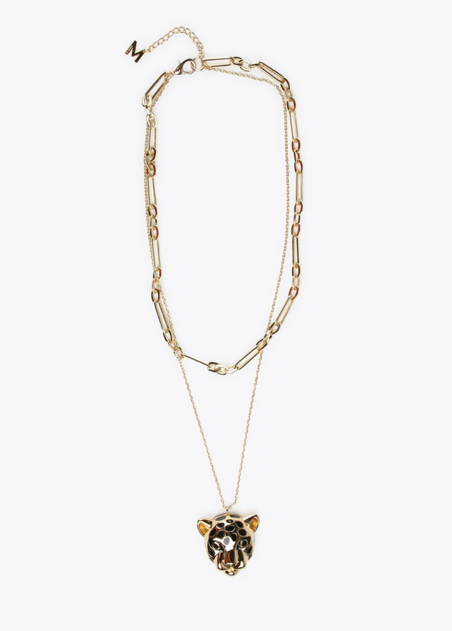 Double necklace with a leopard head