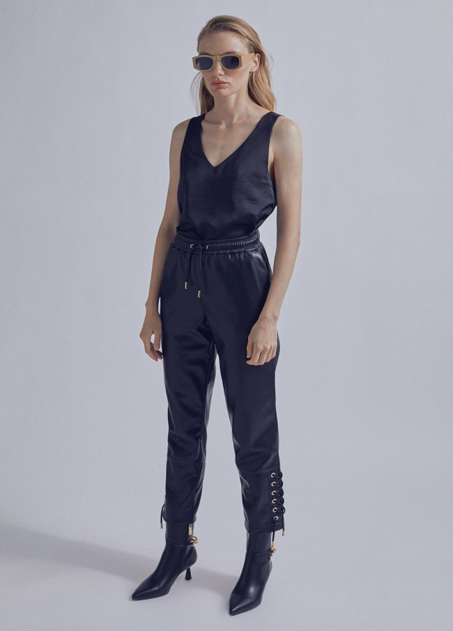 Lola Black Leather Trousers