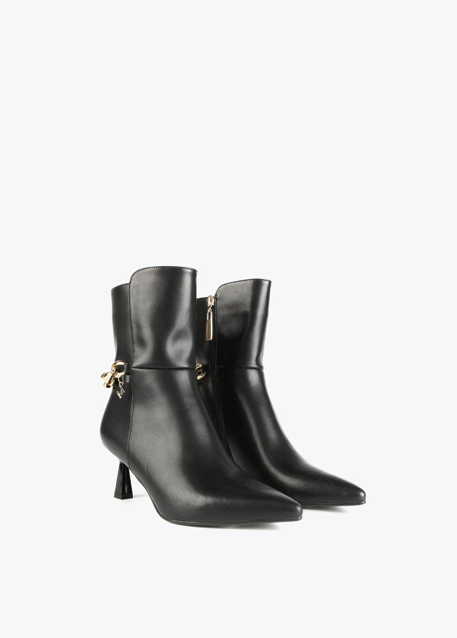 Chain leather ankle boots