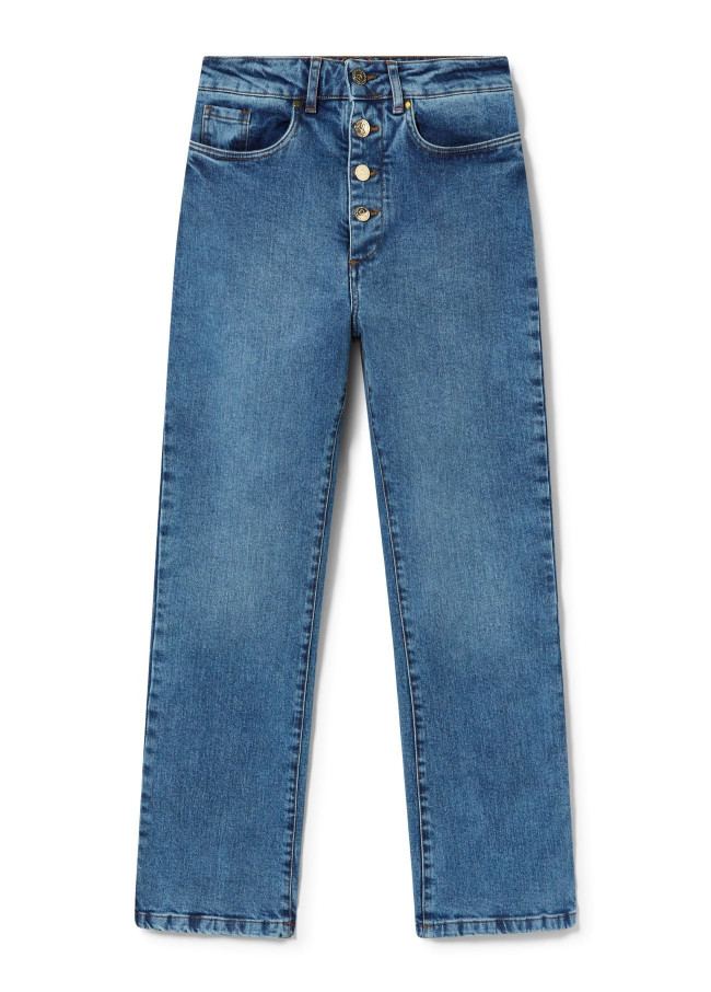Jeans with contrast buttons