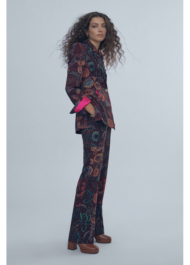 Flared paisley print trousers