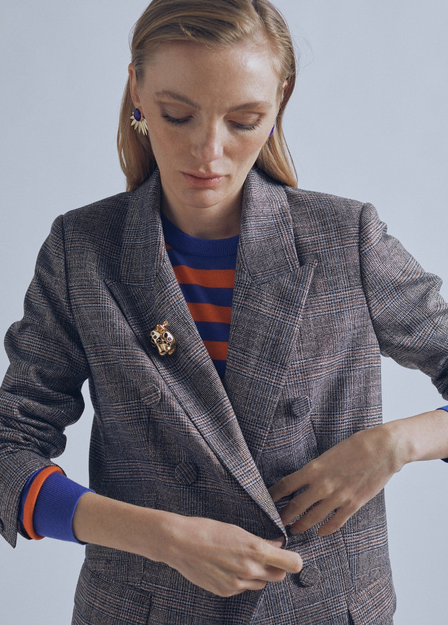 Blazer carreaux fil métallisé