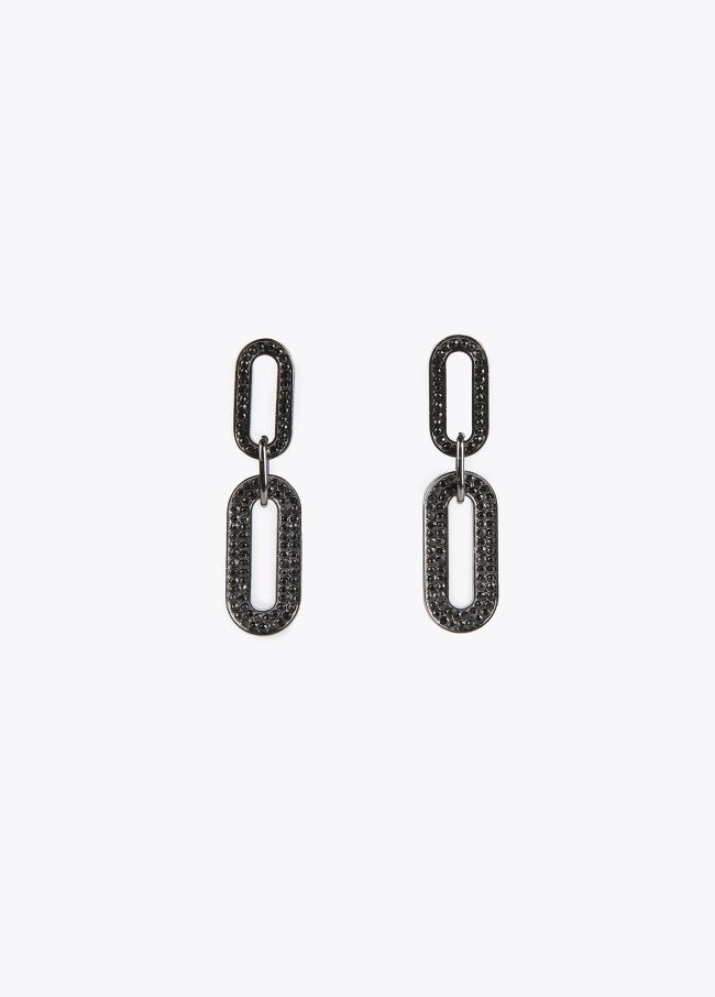 Link earrings with rhinestones