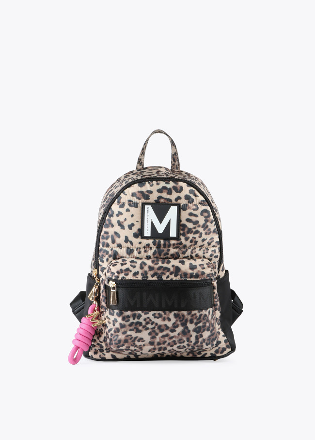 Quilted leopard print backpack