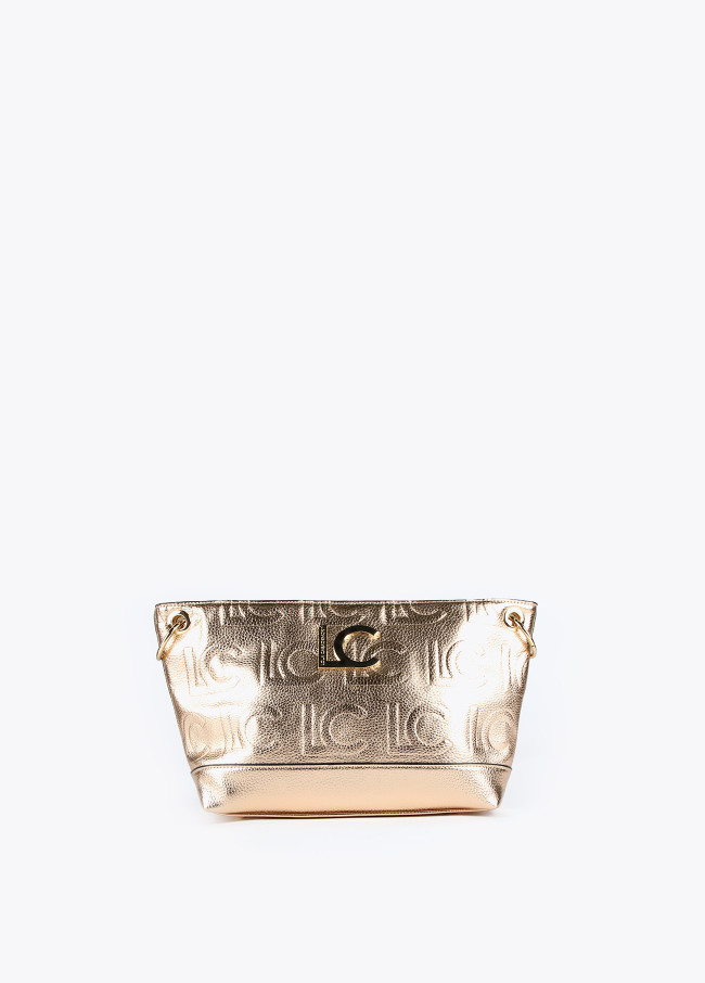 Monogrammed metallic crossbody bag