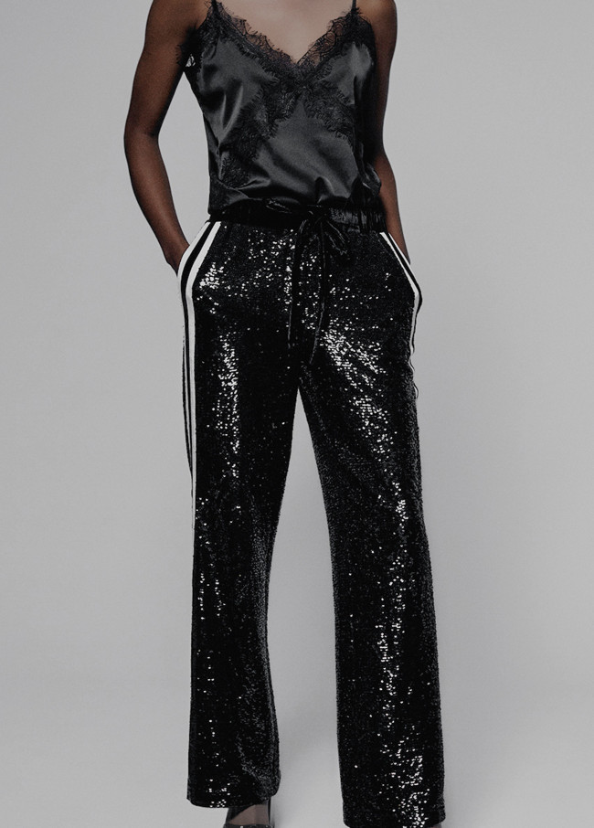 Zara | Pants & Jumpsuits | Zara Sequin Wide Leg Trousers | Poshmark