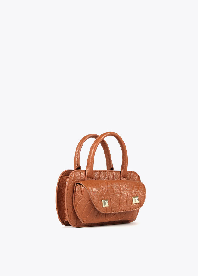 Mini borsa a tracolla con logo inciso
