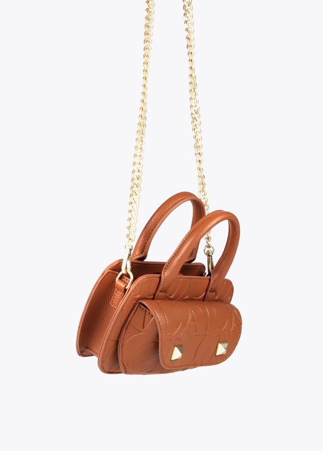 Mini crossbody bag with engraved logo