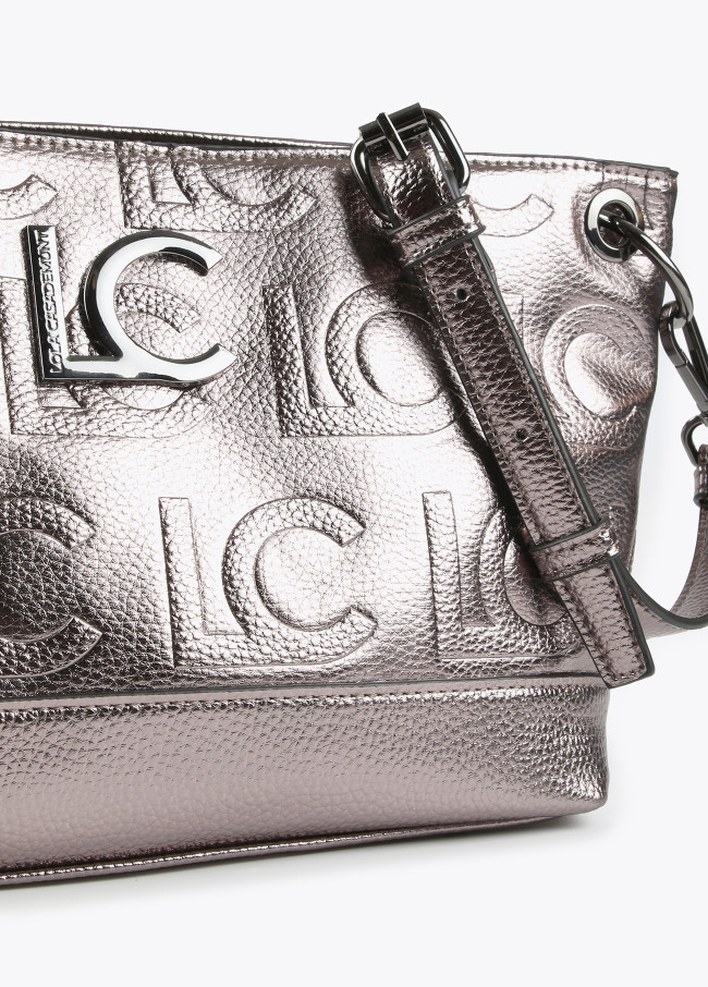 Monogrammed metallic crossbody bag