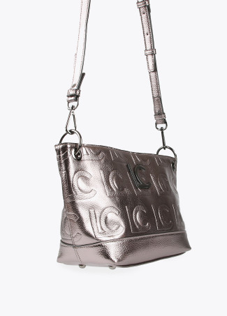 Monogrammed metallic crossbody bag