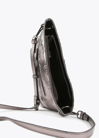 Sac besace monogramme métallisé