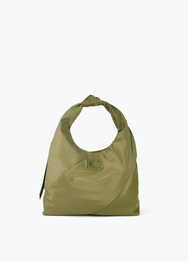 Borsa shopper in materiali combinati