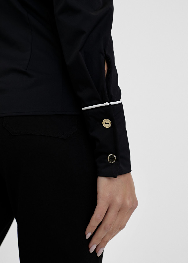 Camisa stretch com vivo a contrastar