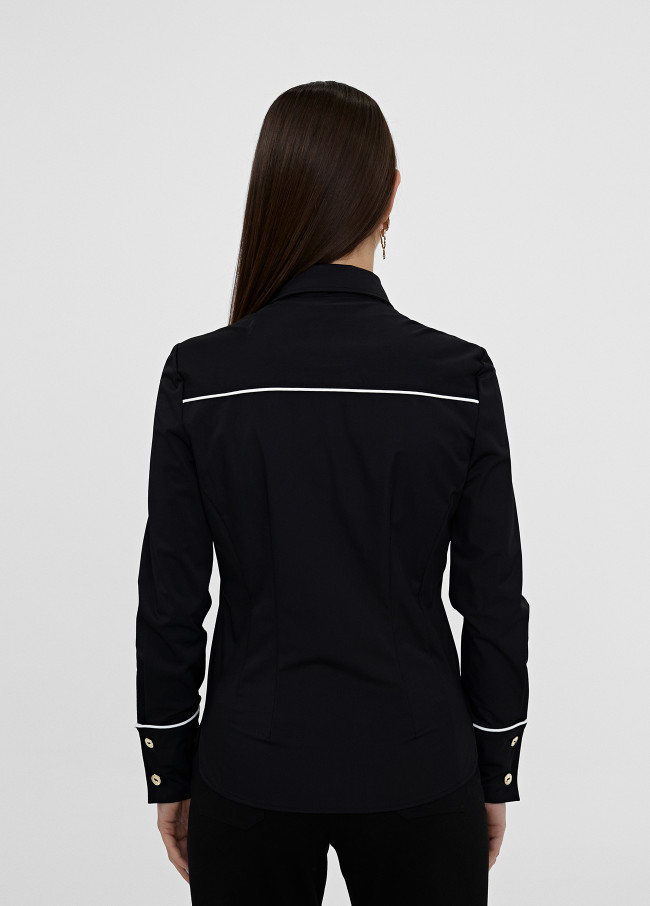 Camisa stretch com vivo a contrastar