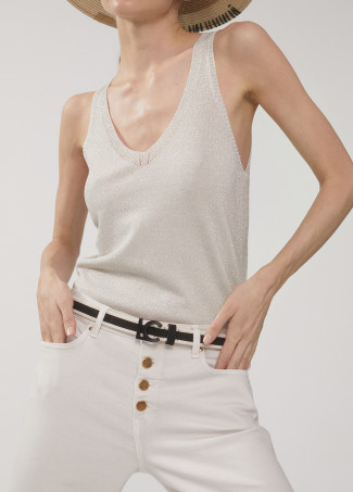 Ceinture étroite matières combinées