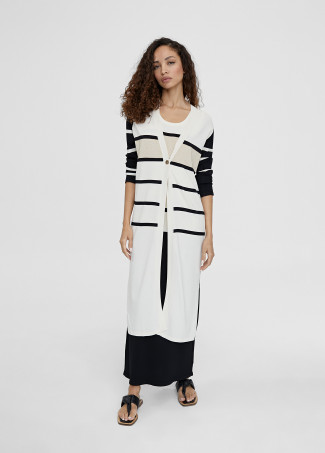 Cardigan de malha às riscas