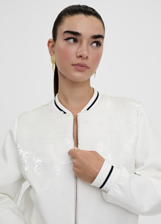 Sweatshirt com fecho-éclair e lantejoula