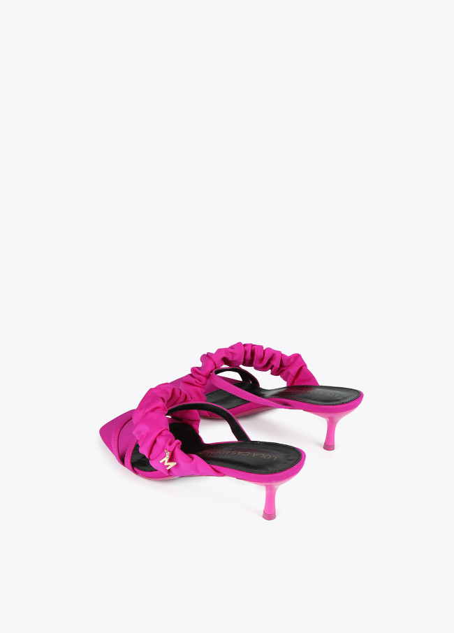 Heeled sandals with gathering