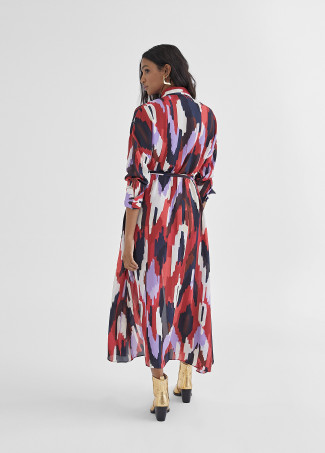Vestido camisero largo y multicolor