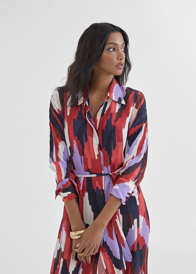 Printed shirt dress