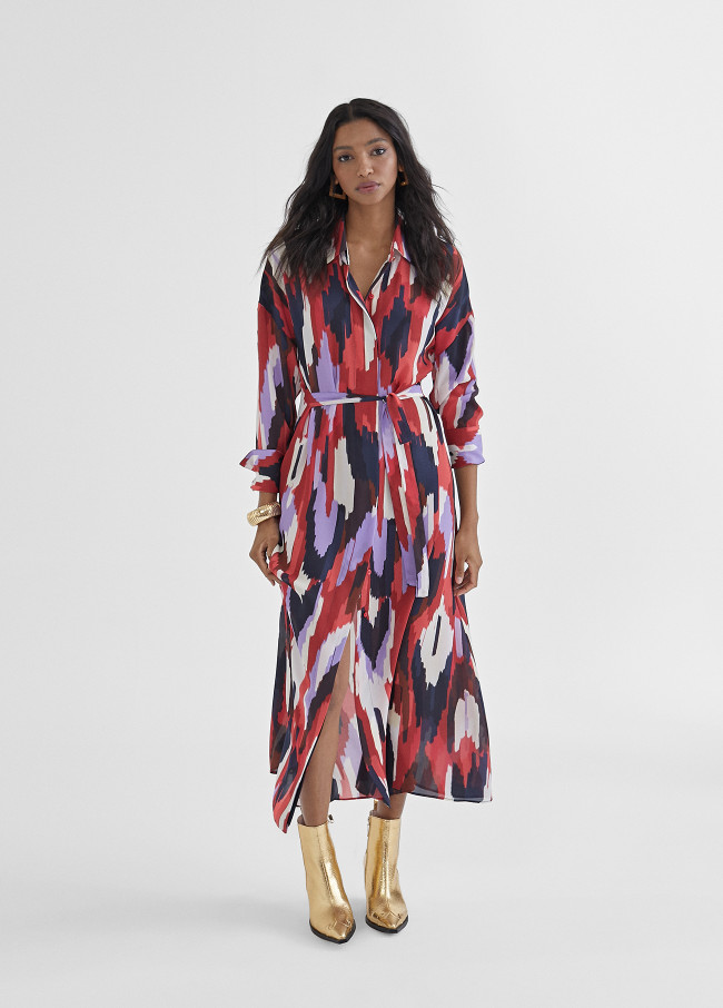 Vestito chemisier con stampa