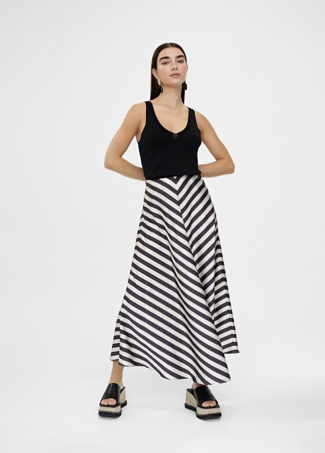 Striped midi skirt