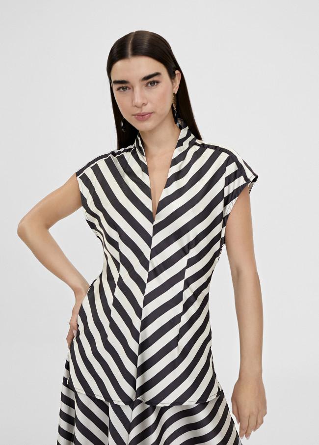 Two-tone striped top