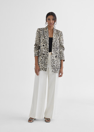Goldfarbener Blazer mit Animalprint